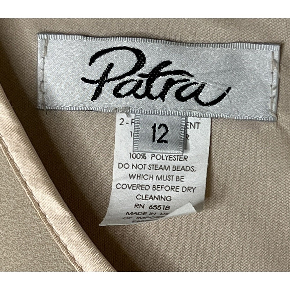 VTG Patra Women's Dress Formal Size 12 Shimmer Sleeveless Cream / Tan NWT - Picture 3 of 8